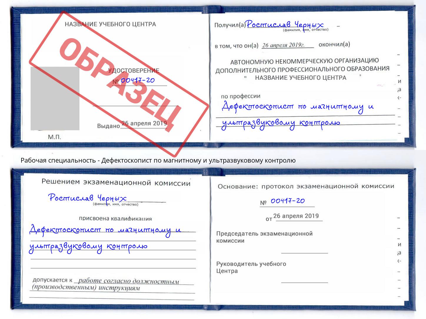 Дефектоскопист по магнитному и ультразвуковому контролю Донской