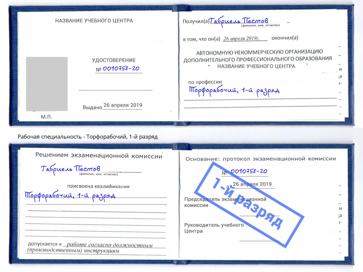 корочка 1-й разряд Торфорабочий Донской