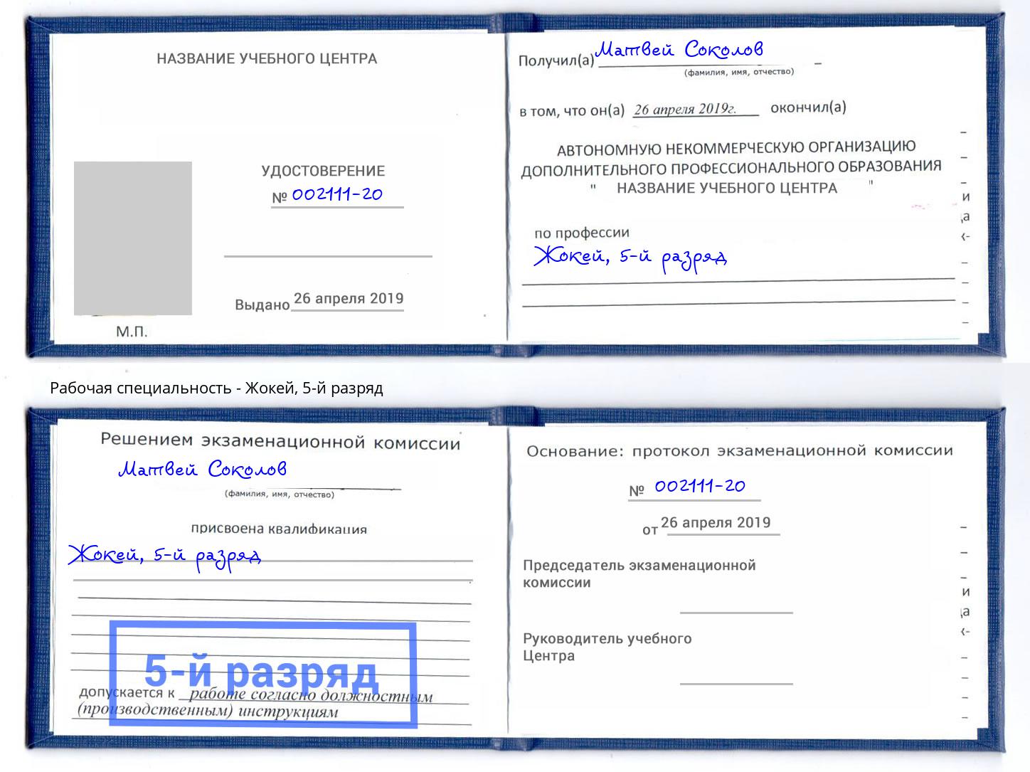 корочка 5-й разряд Жокей Донской
